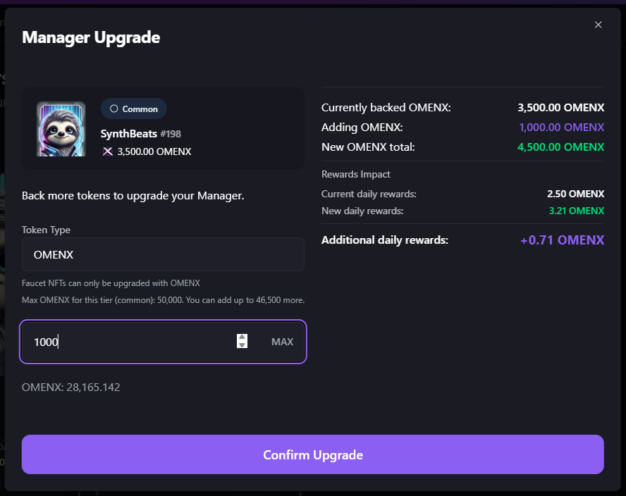 OMENX - Upgrade Example